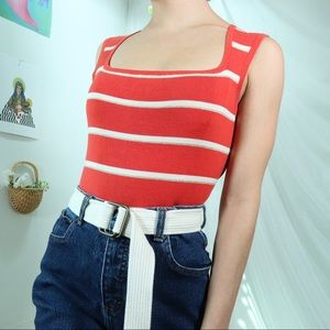 Square neck stripped tank top